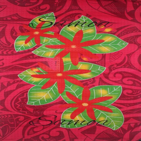 Sarong, Hot pink with red flowers, Samoan Design