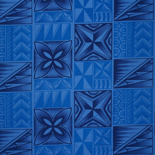 Samoan Design Dobby Cotton Print Fabric - Periwinkle/Blue-44"x36"