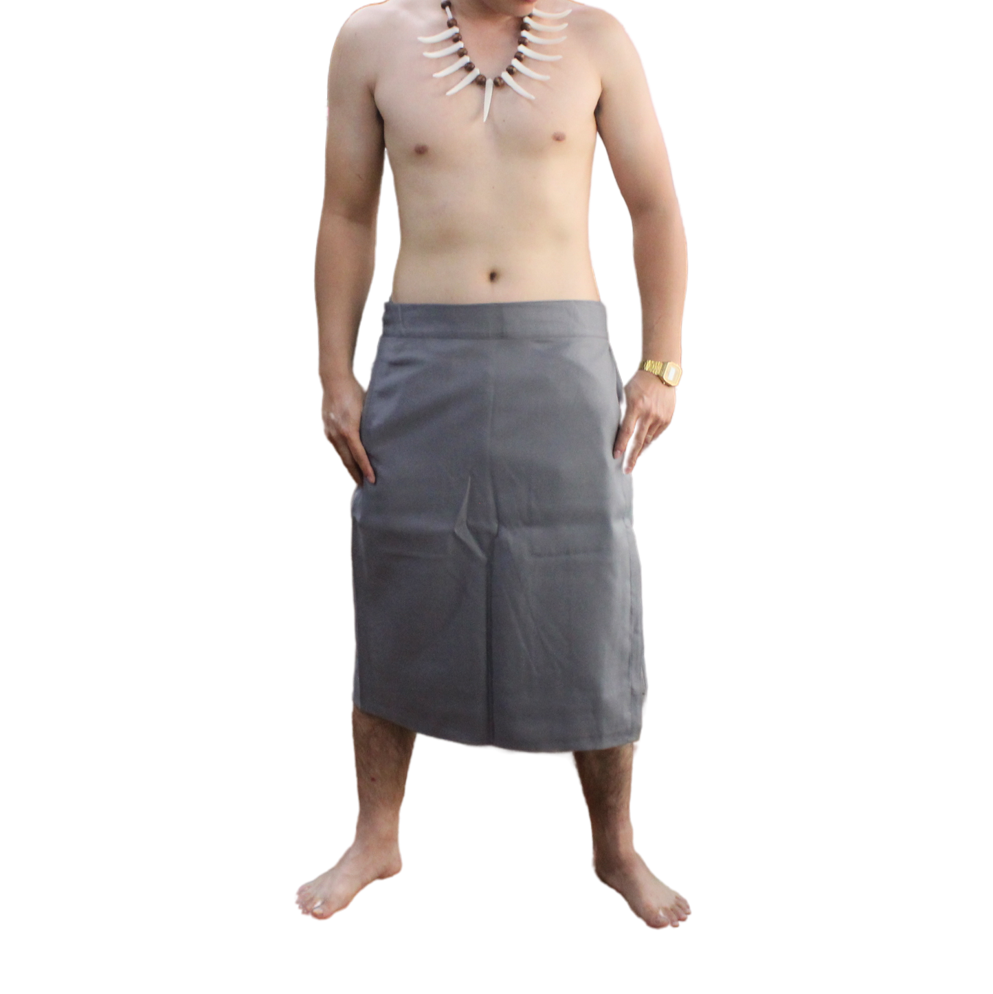 Long Sulu (Ie-Faitaga) Plain Gray – Traditional Samoan Attire for Every Occasion