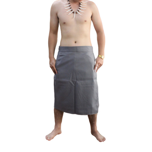 Long Sulu (Ie-Faitaga) Plain Gray – Traditional Samoan Attire for Every Occasion