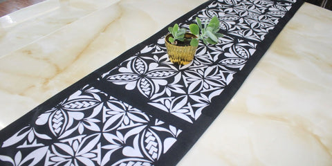 Polynesian Tribal in Black & White Table Runner, Polynesian Table Runner, Island Table Decoration, Artistic Design.