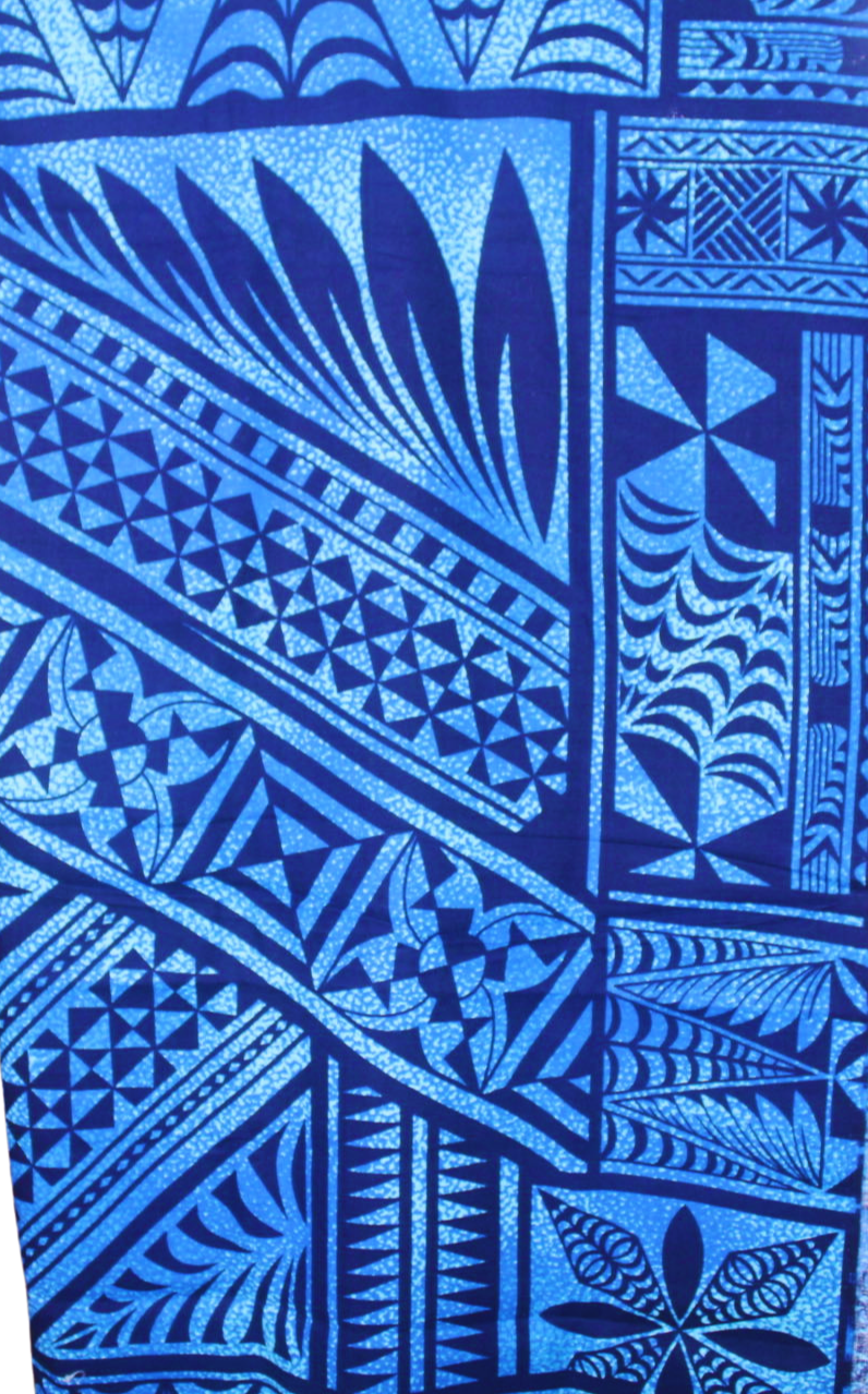 Samoan Design Dobby Cotton Print fabric; Blue; Size: 48"x44"