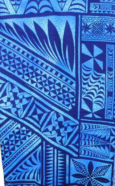 Samoan Design Dobby Cotton Print fabric; Blue; Size: 48"x44"