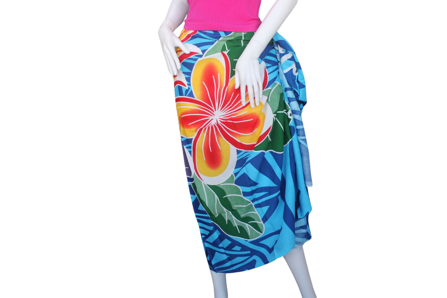 Sarong, Blue with flowers and Samoan Design