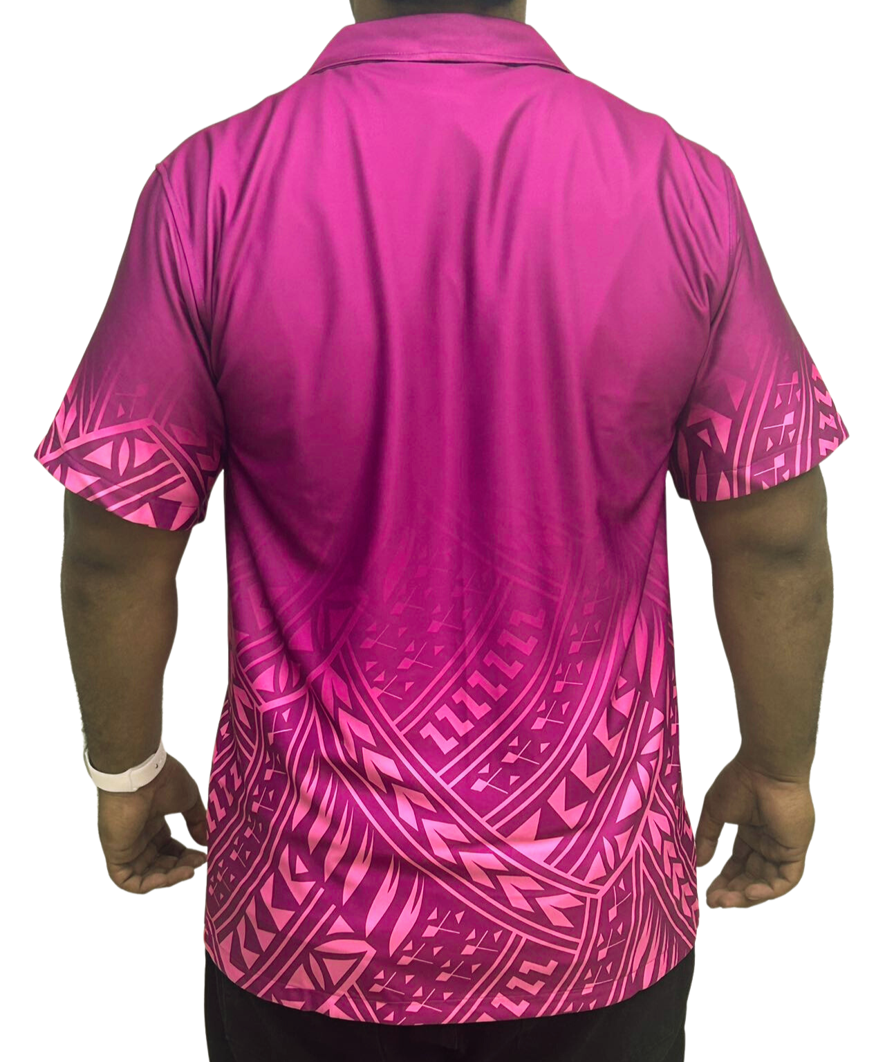 Magenta Short Sleeve Polynesian Design Shirt