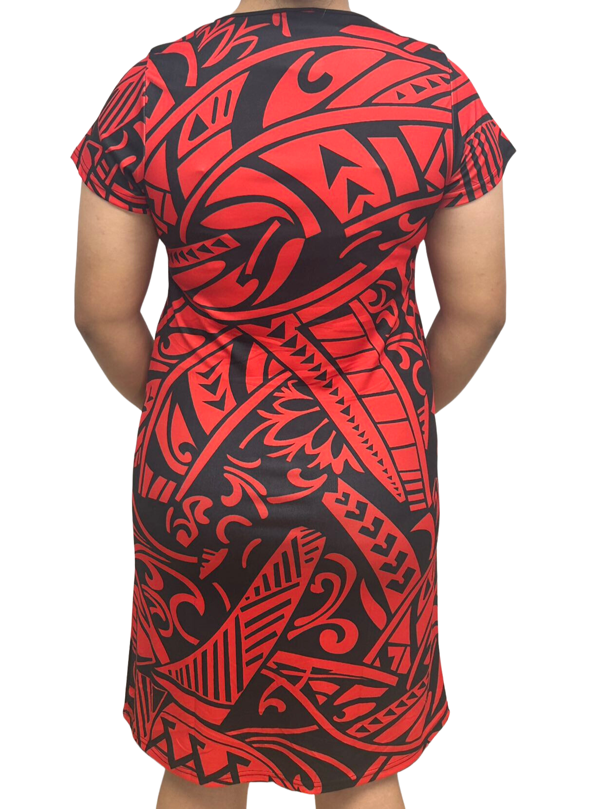 Samoan Design Flair Dress Red & Black