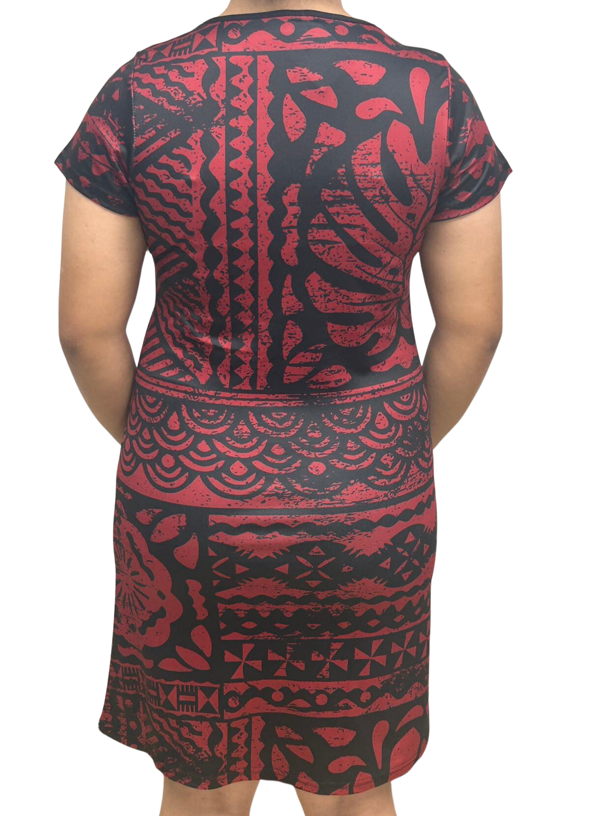 Samoan Design Flair Dress Black & Maroon