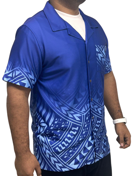 Blue Short Sleeve Samoan Design Shirt