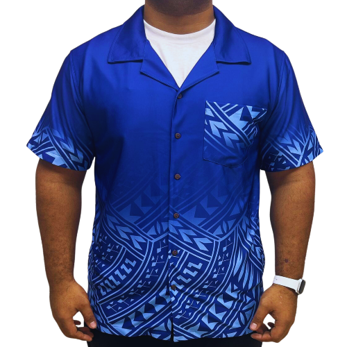 Blue Short Sleeve Samoan Design Shirt