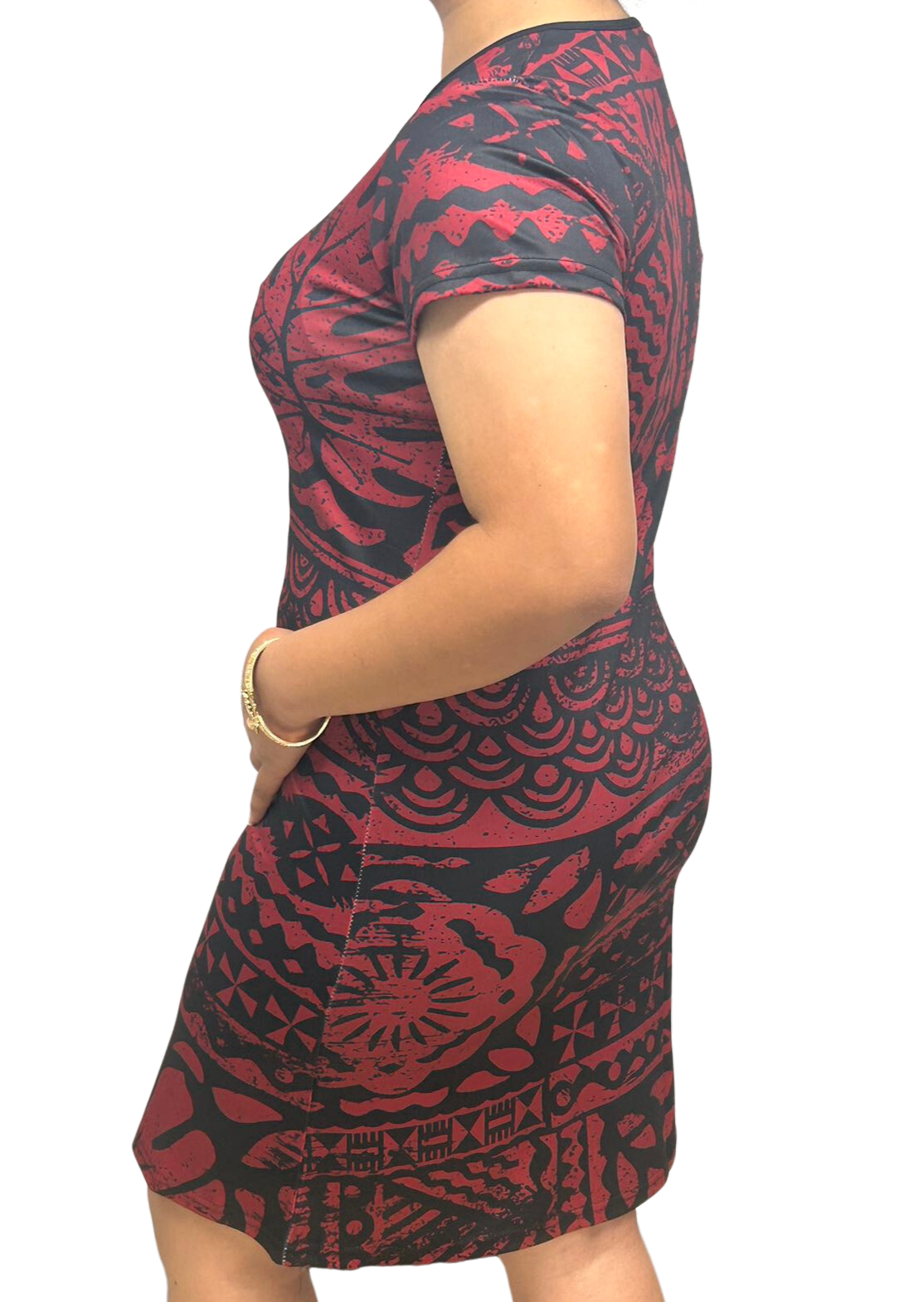 Samoan Design Flair Dress Black & Maroon