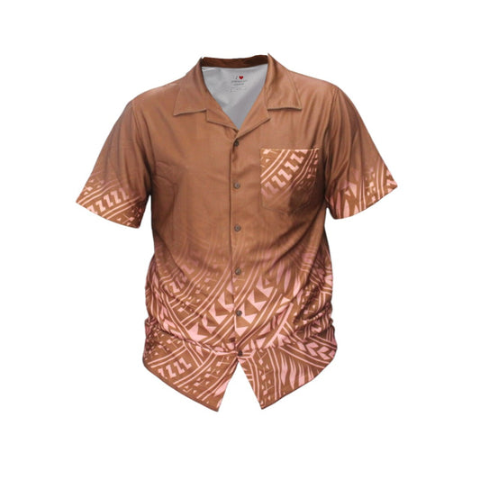 Brown Short Sleeve Shirt Polynesian & Samoan Design