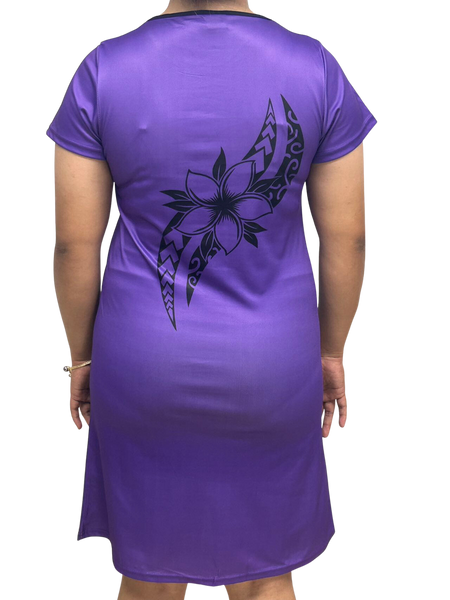 Samoan Design Flair Dress Purple Color