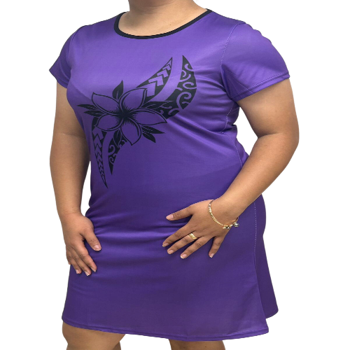 Samoan Design Flair Dress in Purple - Unique Island-Inspired Fashion