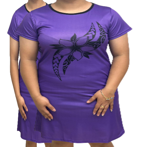 Samoan Design Flair Dress in Purple - Unique Island-Inspired Fashion