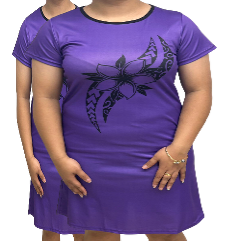 Samoan Design Flair Dress Purple Color