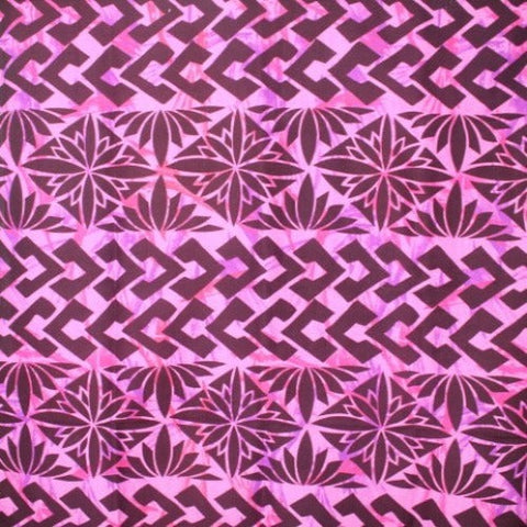 Samoan Design Dobby Cotton Print fabric ;Pink & Maroon; Size: 54"x44"