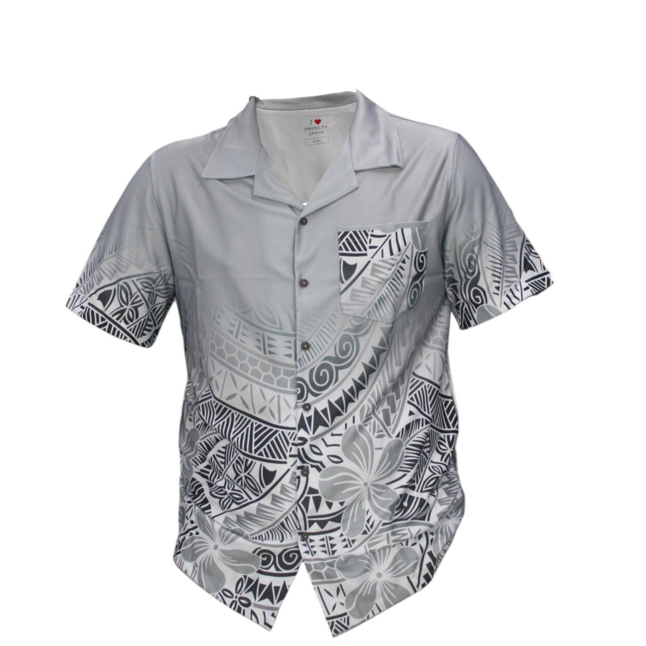 Gray & Black Short Sleeve Polynesian Shirt