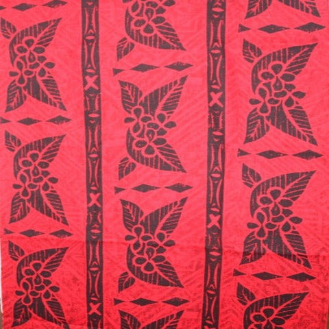 Samoan Design Dobby Cotton Print fabric; Red ; Size: 40"x44"