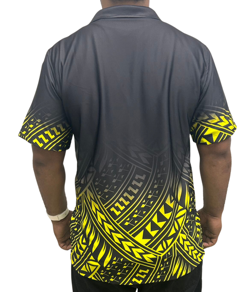 Black & Yellow Short Sleeve Samoan Design Shirt