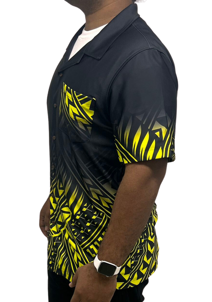 Black & Yellow Short Sleeve Samoan Design Shirt