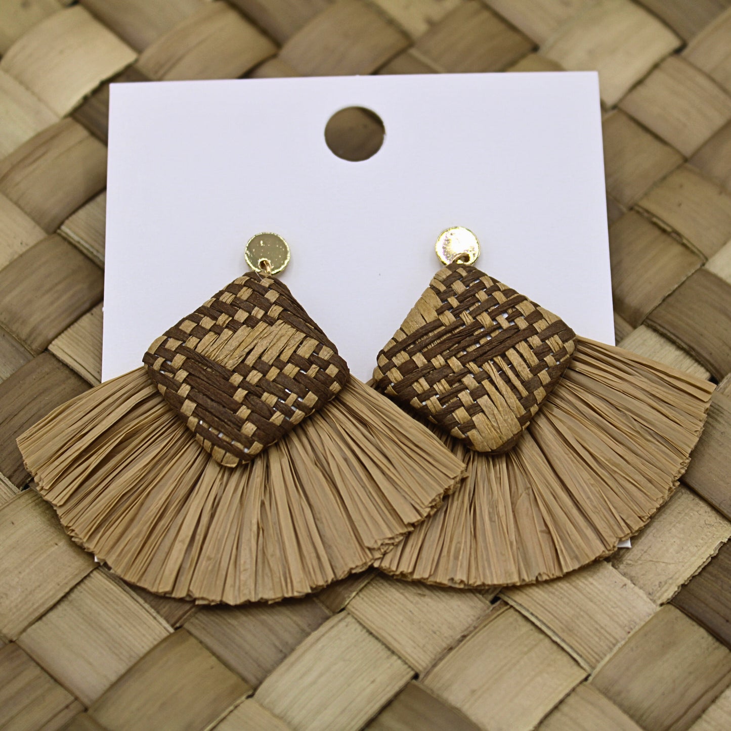 Rattan Tassel Dangle Earrings-Authentic Samoan/Polynesian Earrings