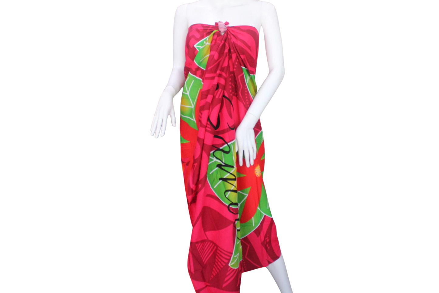 Sarong, Hot pink with red flowers, Samoan Design