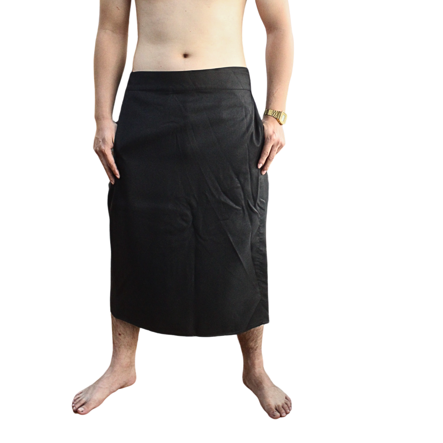 Long Sulu (Ie-Faitaga) Plain Black – Traditional Samoan Attire for Every Occasion