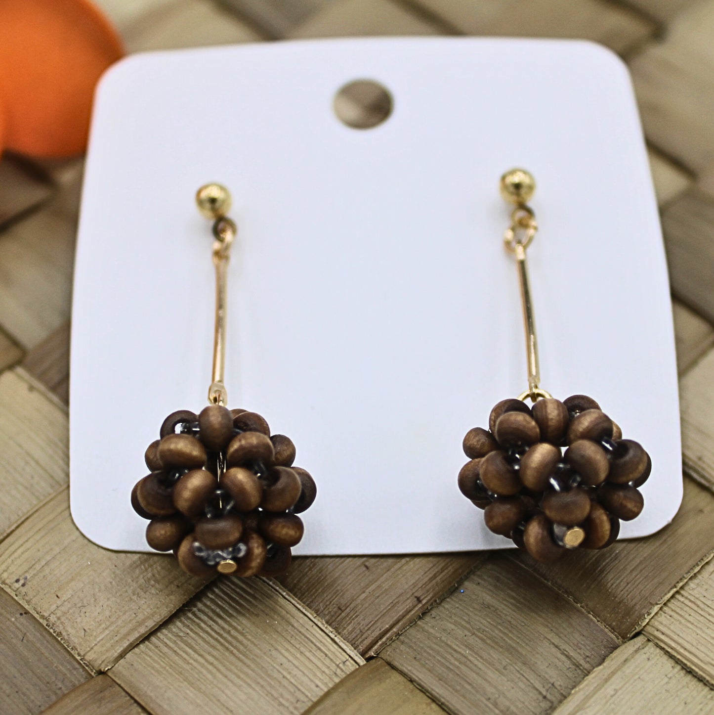 Wooden Beaded  Round Drop Earrings - Authentic Samoan/Polynesian Earrings