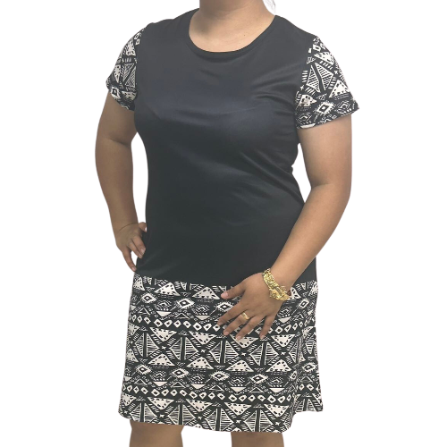 Samoan Design Dress Black and White