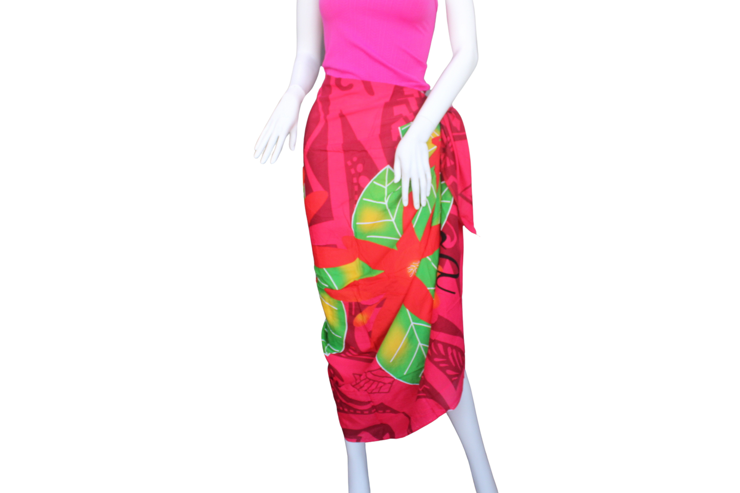 Sarong, Hot pink with red flowers, Samoan Design