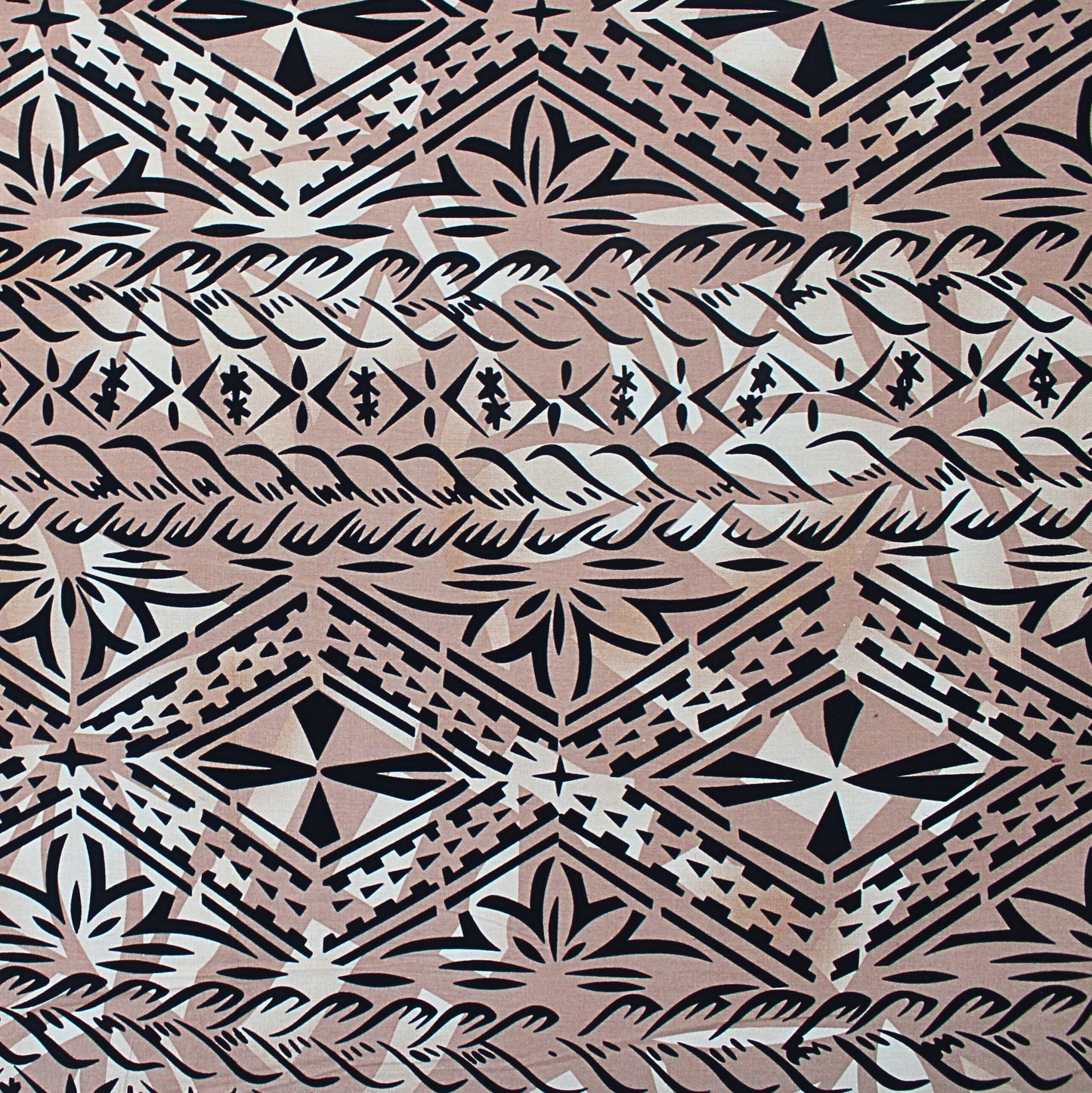 Samoan Design Cotton Print Fabric - Samoa Tribal (Brown, Cream, and Black) - 44"x36