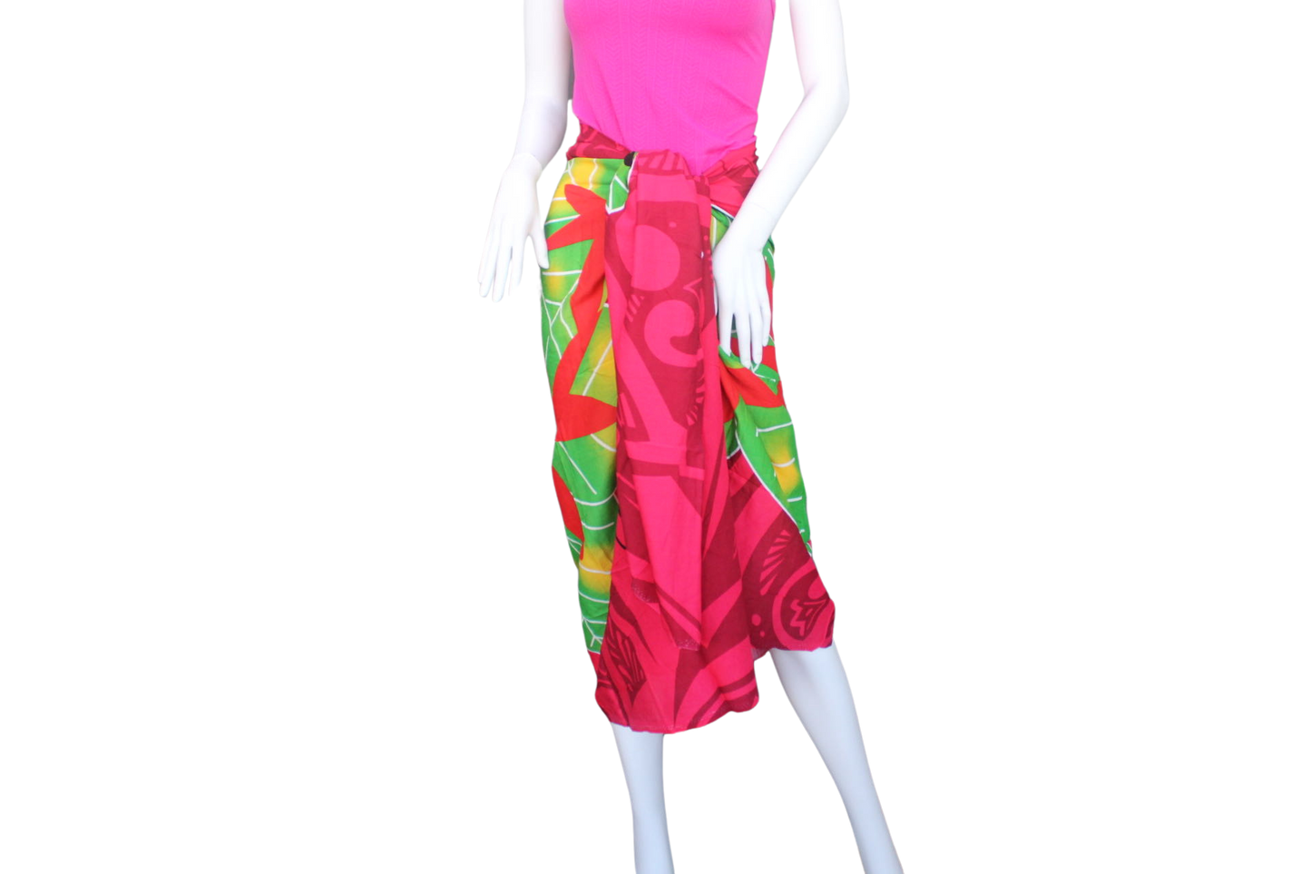 Sarong, Hot pink with red flowers, Samoan Design