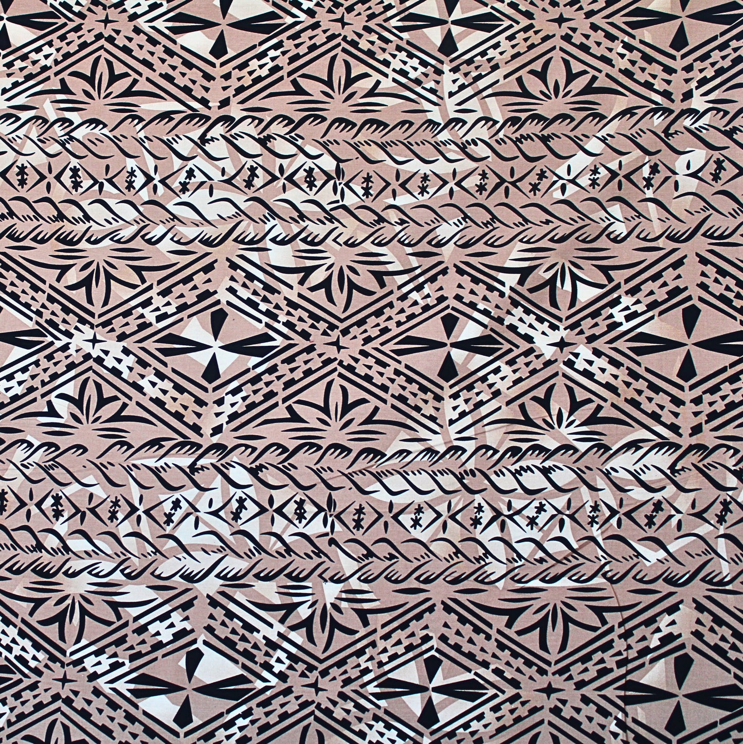 Samoan Design Cotton Print Fabric - Samoa Tribal (Brown, Cream, and Black) - 44"x36