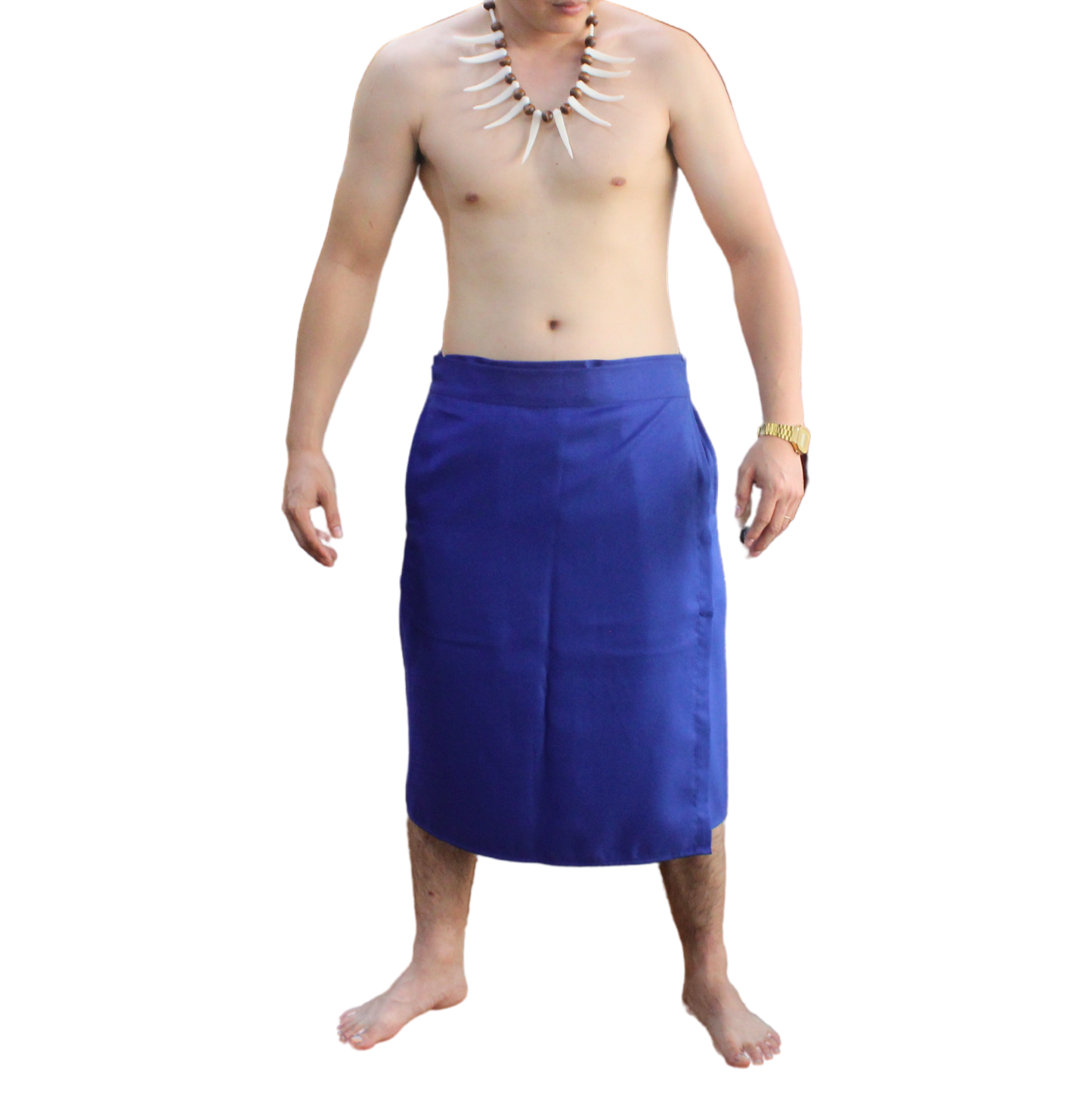 Long Sulu (Ie-Faitaga) Plain Blue – Traditional Samoan Attire for Every Occasion