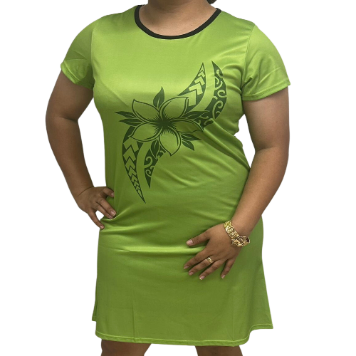 Samoan Design Dress Green Pear