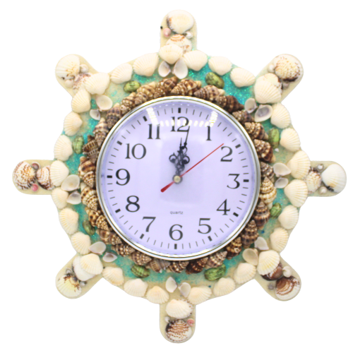 Seashell Wall Clock, boat steering wheel style