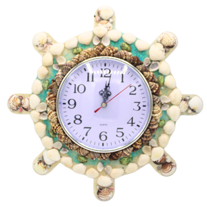 Seashell Wall Clock, boat steering wheel style