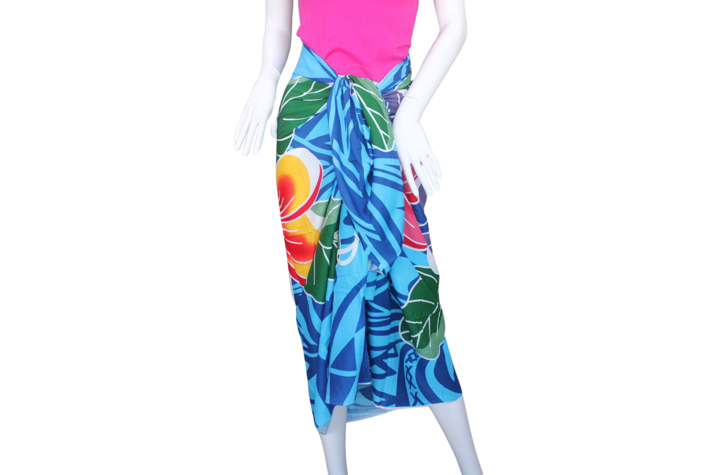 Sarong, Blue with flowers and Samoan Design