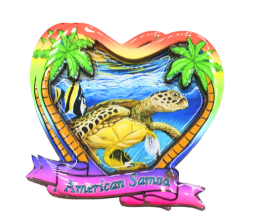 Heart Shape with American Samoa gift magnet with turtle design