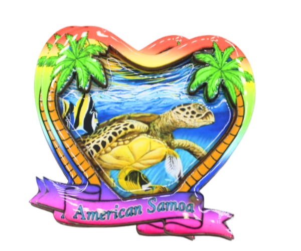 Heart Shape with American Samoa gift magnet with turtle design