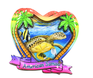 Heart Shape with American Samoa gift magnet with turtle design