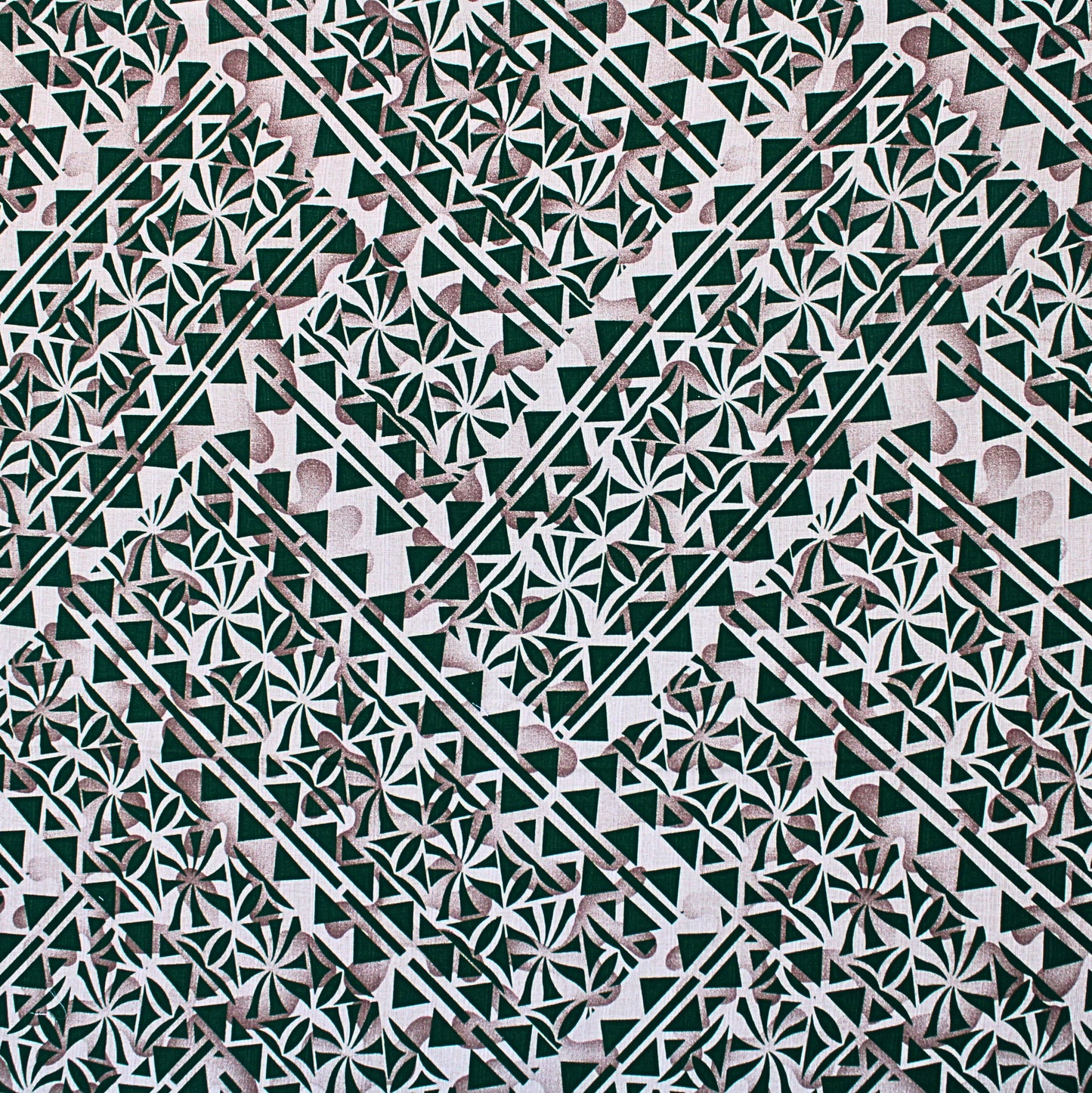 Dobby Print Material - Tapa Design (Beige and Dark Green) - 44"x36"