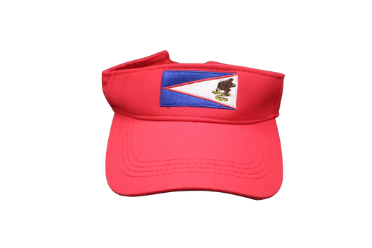 Sports Sun Visor with American Samoa Flag Design - Red Color