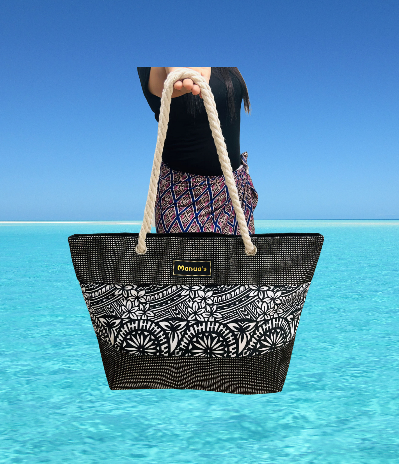 Samoan Design Tote Bag - Black & White