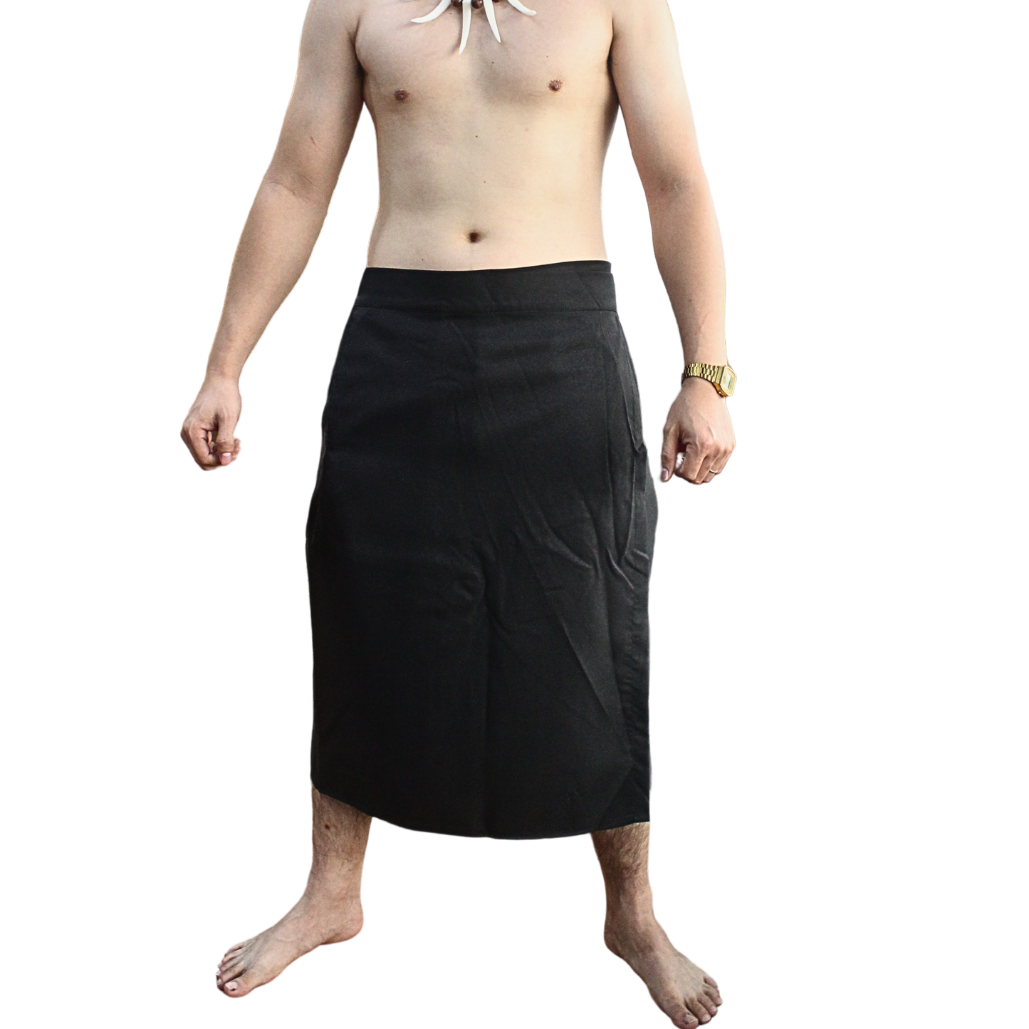 Long Sulu (Ie-Faitaga) Plain Black – Traditional Samoan Attire for Every Occasion