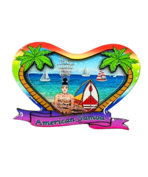Heart Shape with American Samoa gift magnet with Taupou design