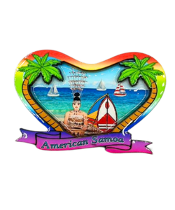 Heart Shape with American Samoa gift magnet with Taupou design