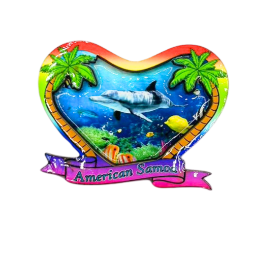 Heart Shape with American Samoa gift magnet with sea creatures design