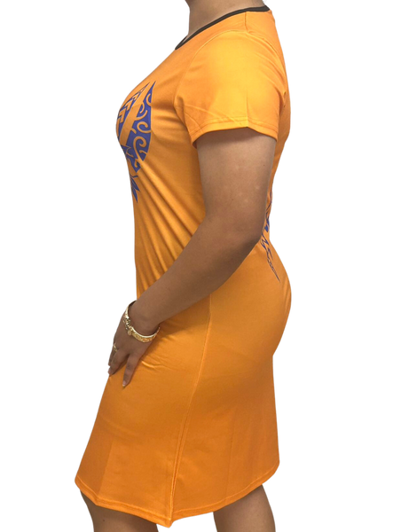 Samoan Design Dress Tangerine Color