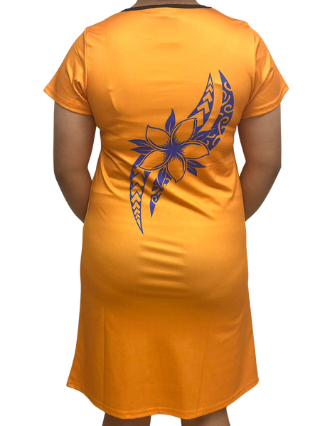 Samoan Design Dress Tangerine Color